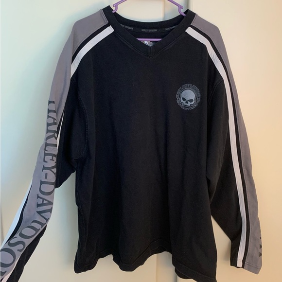 Harley-Davidson Other - Vintage Harley Davidson Willie G Sweatshirt Faded Black V-neck Spellout men’s 3X